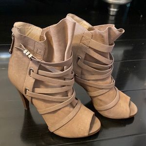 📌SOLD📌.   Guess- Nude Leather and Suede Peep Toe High Heel Boots size 7 1/2
